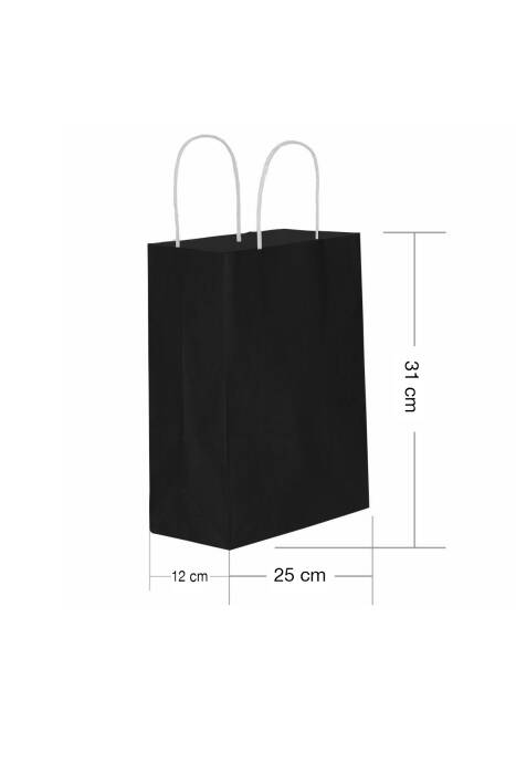 Roll-Up Kraft Çanta Siyah Orta Boy 25x31cm 25 Adet - 1