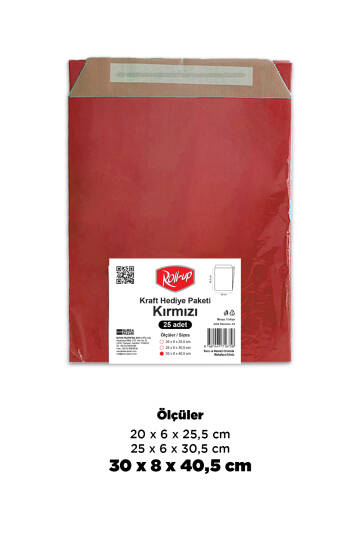 Roll-Up Kraft Hediye Paketi Kırmızı 30x8x40,5x4,5 25 Adet