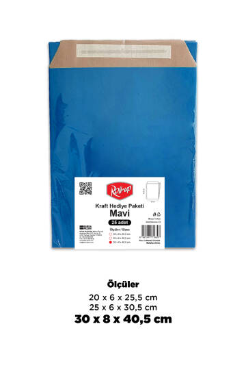Roll-Up Kraft Hediye Paketi Mavi 30x8x40,5x4,5 25 Adet