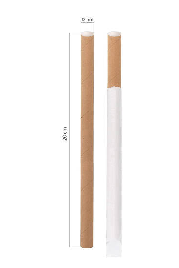 Roll-Up Kraft Kağıt Pipet Kağıt Sargılı 12mm x 20cm - 50 Adet