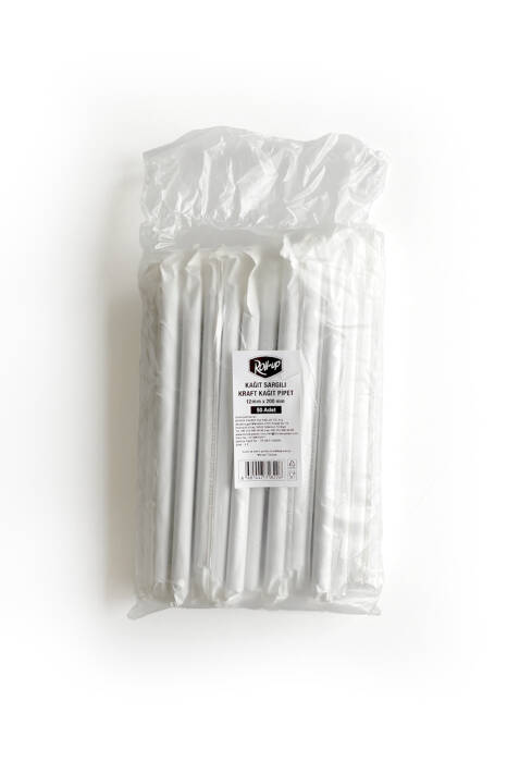 Roll-Up Kraft Kağıt Pipet Kağıt Sargılı 12mm x 20cm - 50 Adet - 3