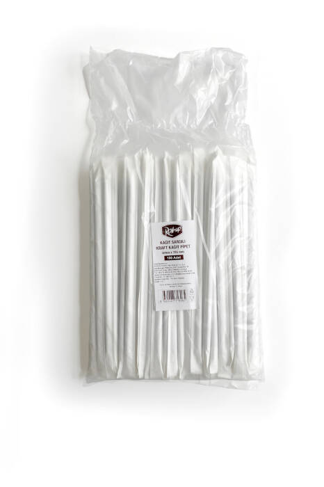 Roll-Up Kraft Kağıt Pipet Kağıt Sargılı 6mm x 19,5cm - 100 Adet - 3