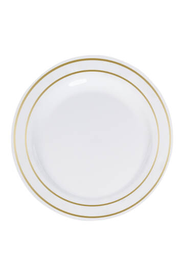 Roll-Up Lüks Plastik Tabak Altın Yaldızlı Beyaz 26cm 6 Adet