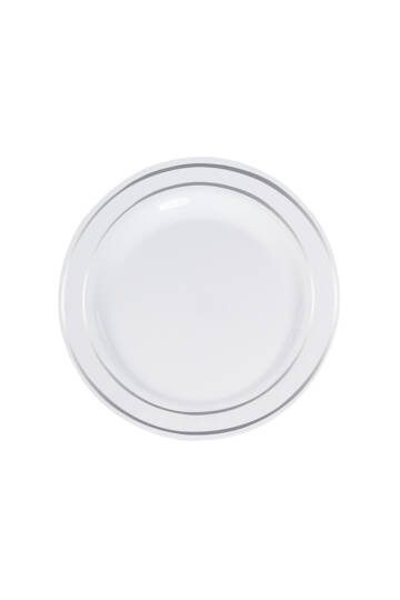 Roll-Up Lüks Plastik Tabak Gümüş Yaldızlı Beyaz 19cm 6 Adet