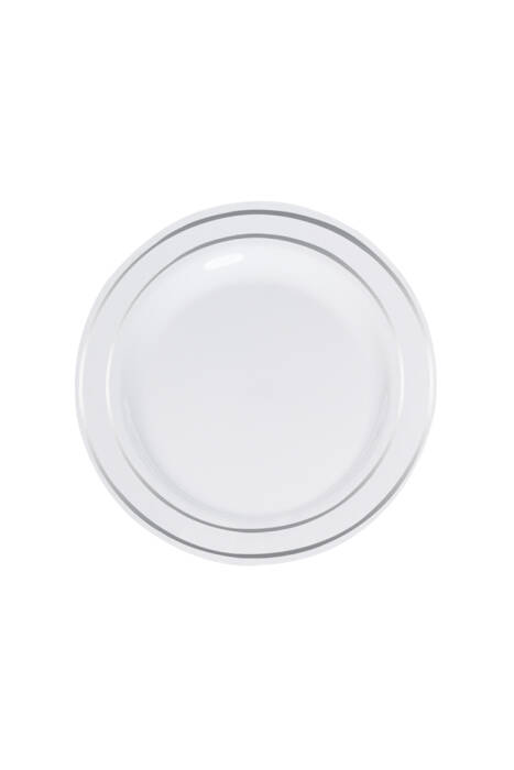 Roll-Up Lüks Plastik Tabak Gümüş Yaldızlı Beyaz 19cm 6 Adet - 1