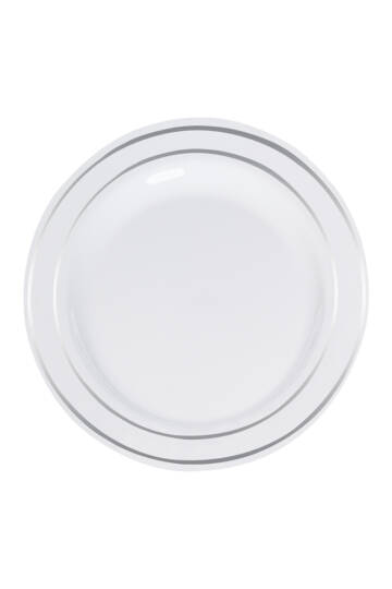 Roll-Up Lüks Plastik Tabak Gümüş Yaldızlı Beyaz 26cm 6 Adet