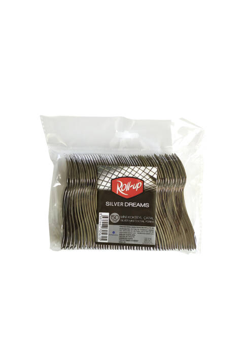 Roll-Up Metal Görünümlü Mini Kokteyl Çatalı 9,5cm 50 Adet - 2