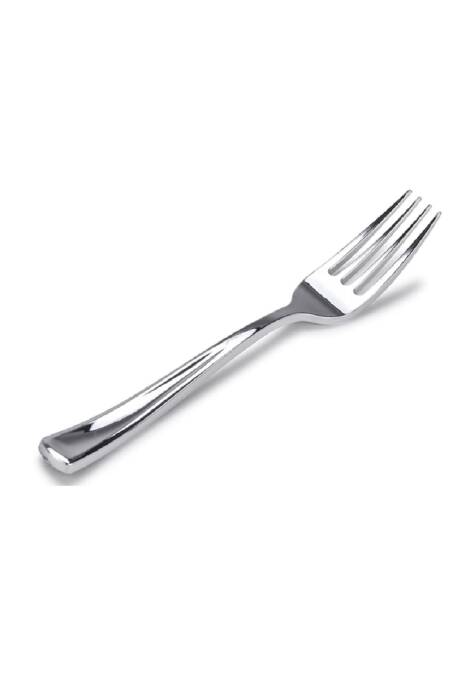 Roll-Up Metal Görünümlü Plastik Çatal 18 Adet - 1
