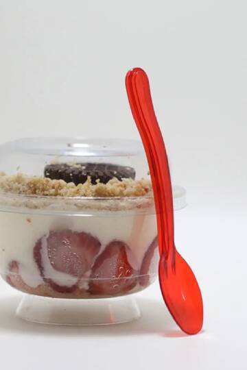 Transparan Parlak Kırmızı Dalgalı Dondurma-Tatlı Kaşık 50 Adet